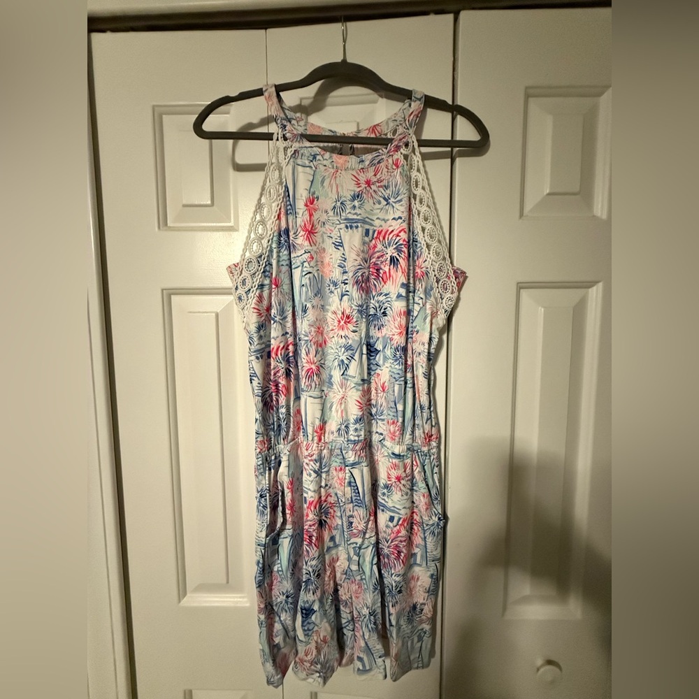 Like New • Lilly Pulitzer Lala Romper in Sea to Shining Sea Print • Size Large